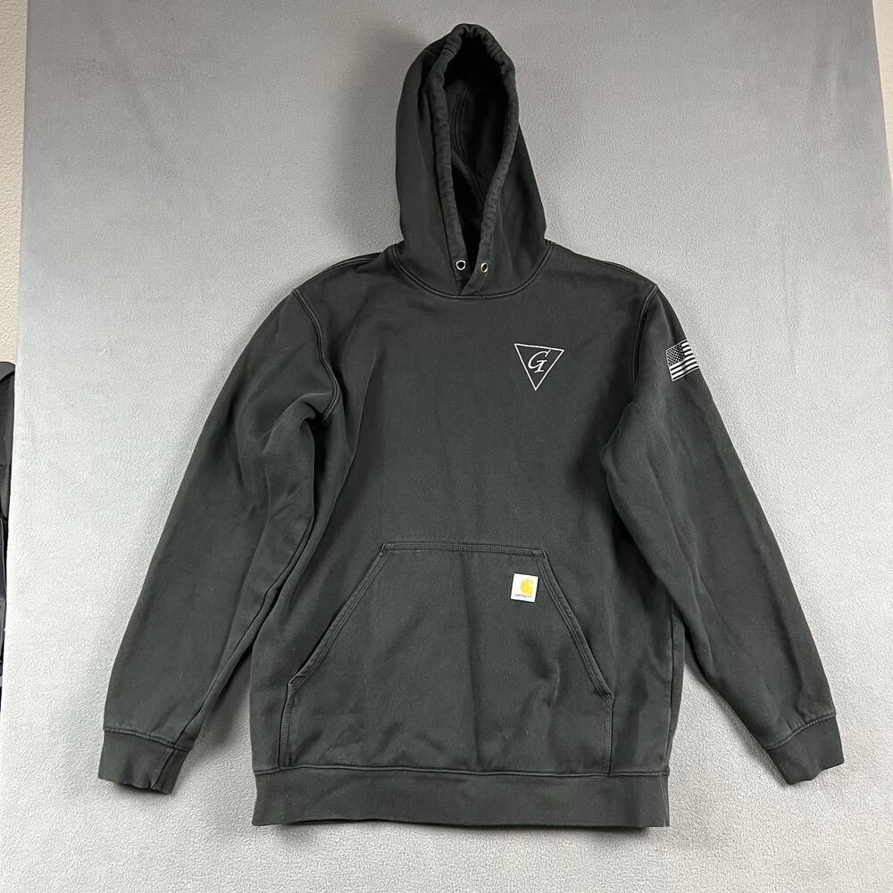 Carhartt Hoodie Mens Large Black Loose Fit Pullover Sweatshirt Outdoor Workwear